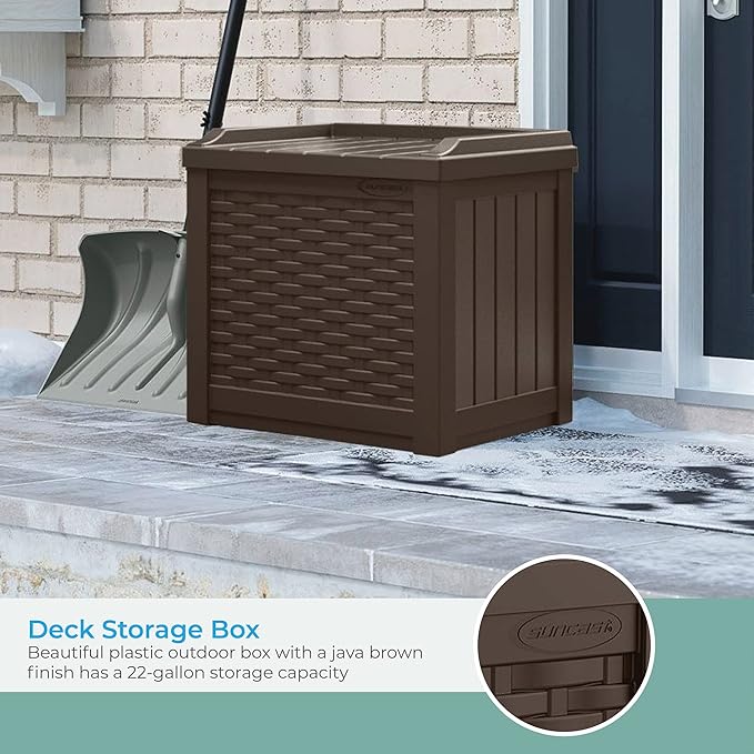 Suncast 42" Outdoor Storage Cabinet and 22 Gallon Resin Storage Seat for Patio, Deck, Yard, and Garage