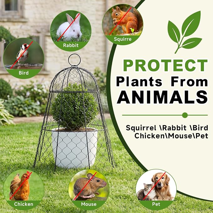 Sadnyy 12 Pack Garden Chicken Wire Cloche, 13" W X 15.7" H Plant Protectors and Covers, Wire Garden Cloches from Animals Metal Cage Plant Protection Strong and Not Easy to Deform
