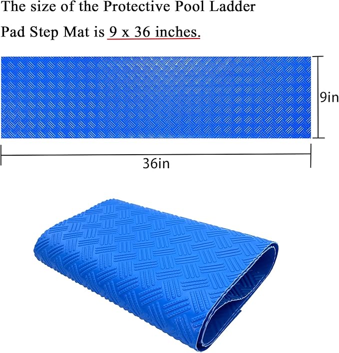 SKARUMMER Swimming Pool Ladder Mat - Protective Pool Ladder Pad Step Mat with Non-Slip Texture, Blue Medium Pool Step Mat, 36 inch X 9 inch