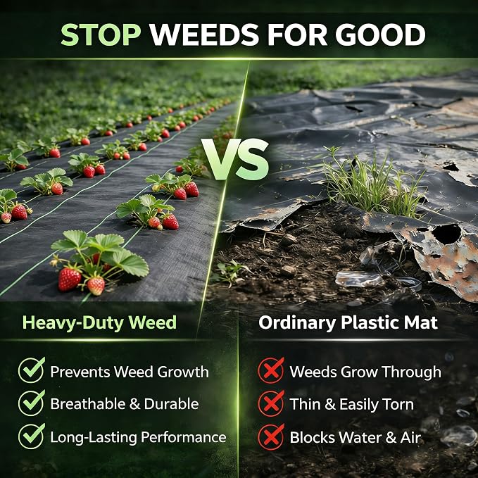 Weed Barrier Landscape Fabric Heavy Duty，Garden Fabric Weed Barrier，Black Mulch for Landscaping, Weed Blocker Fabric Garden Bed Cover Garden Supplies (1.3ft x 150ft)
