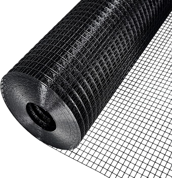 Black Vinyl Coated Hardware Cloth 1/2 inch Mesh 36'' x 50' 19 Gauge, PVC Wire Mesh Roll Chicken Wire Mesh Garden Fencing Aviary Cage Wire Tree Guard