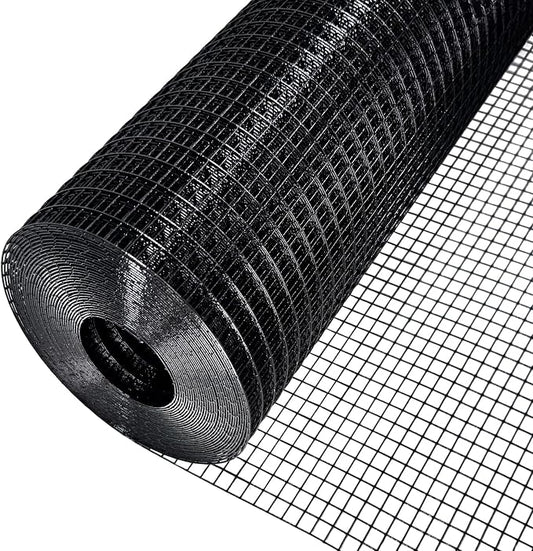 Black Vinyl Coated Hardware Cloth 1/2 inch Mesh 36'' x 50' 19 Gauge, PVC Wire Mesh Roll Chicken Wire Mesh Garden Fencing Aviary Cage Wire Tree Guard