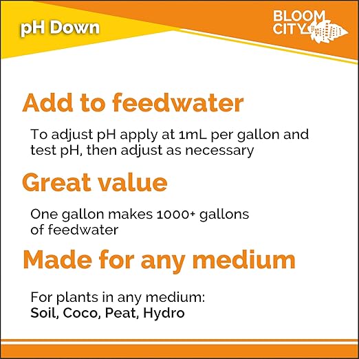Bloom City pH Down – Liquid pH Adjuster, 1 Gallon