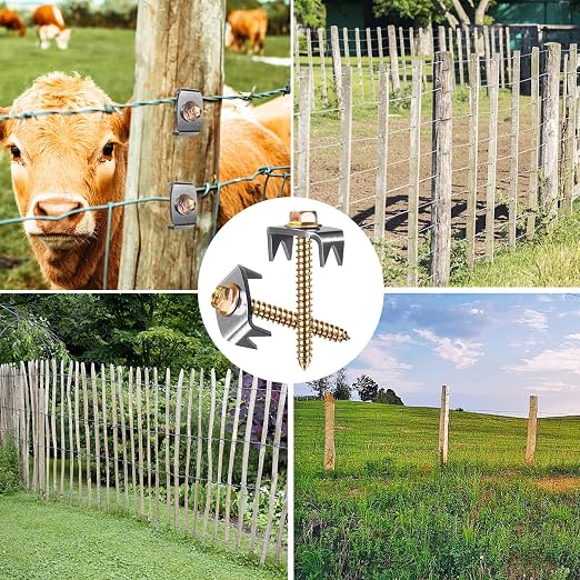 Insaga Reusable Fence Fasteners, 50pcs for Wire Fence, Fencing Staples with Wire Fixer for Softwoods, Metal Grid Compatible