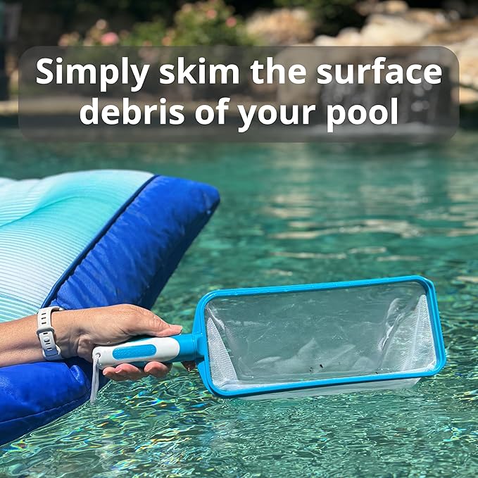 The Skimmie Neptune Net & Swim-N-Scoop Fine Mesh Pool Skimmer Nets Deep-Bag Leaf Rakes for Pools, Spas, Fountains & Cold Plunges Handheld Skimmers for Surface and Floor Cleaning. *Pole NOT Included