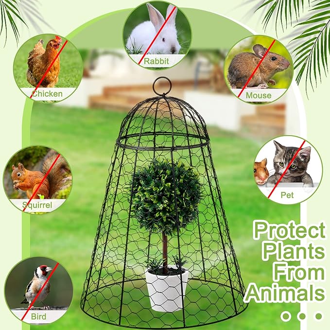 12 Pack Garden Chicken Wire Cloche, 12" W x 15.7" H Plant Protectors and Covers, Wire Garden Cloches from Animals, Metal Cage Plant Protection, Strong and Not Easy to Deform, No Assembly Required