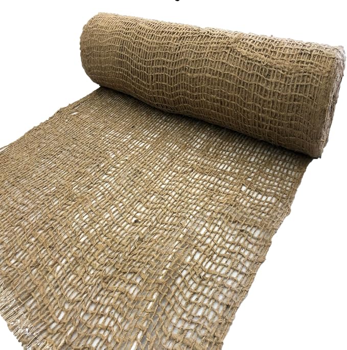 AK Trading CO. Jute Erosion Control, Soil Saver Mesh Blanket - 48" Wide x 75 Yard Roll (225 feet Long) - 900 Sq. Ft. Coverage