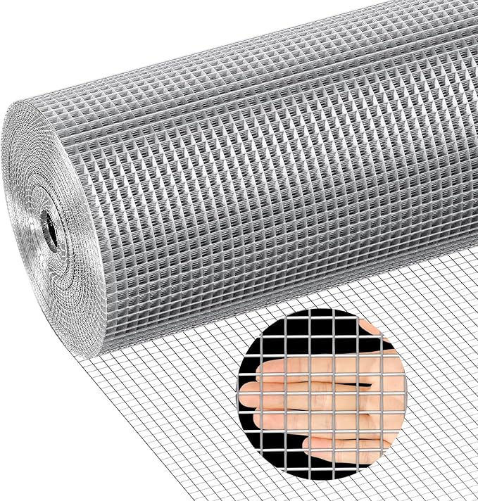 Stainless Steel Welded Wire Mesh, 1/2 inch Hardware Cloth, Chicken Wire Fence Mesh Cage Poultry Garden Plant Support Containment Fence(24in×50ft)