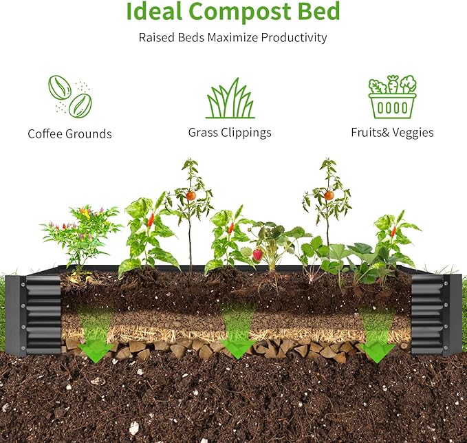 Land Guard 3 Pack 8×4×1ft Galvanized Metal Raised Garden Bed, Metal Planter Kit Box Outdoor for Deep-Rooted Vegetables, Flowers, Green and Herbs, Modern Grey