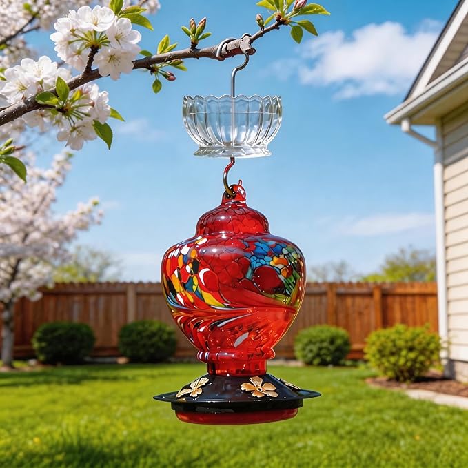 Ant Moat for Hummingbird Feeder - 9 OZ Extra Large Capacity Insect Guard - Daisy (Clear)