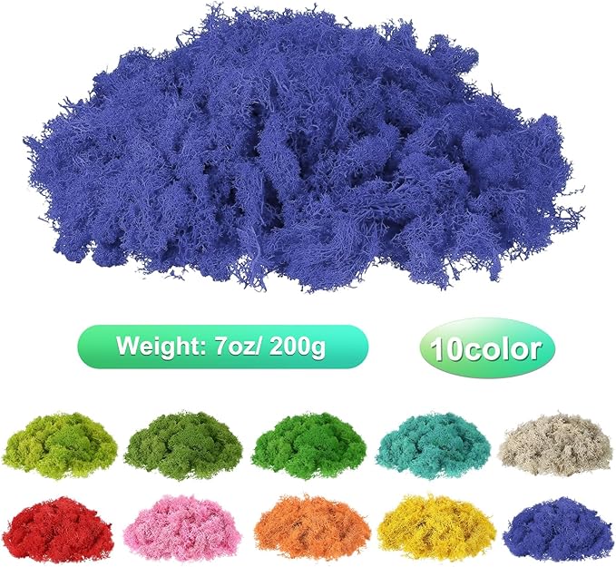 uxcell Preserved Reindeer Moss, 7oz Fake Moss for Crafts Artificial Dried Moss for Decoration Terrariums Potted Plants, Purple