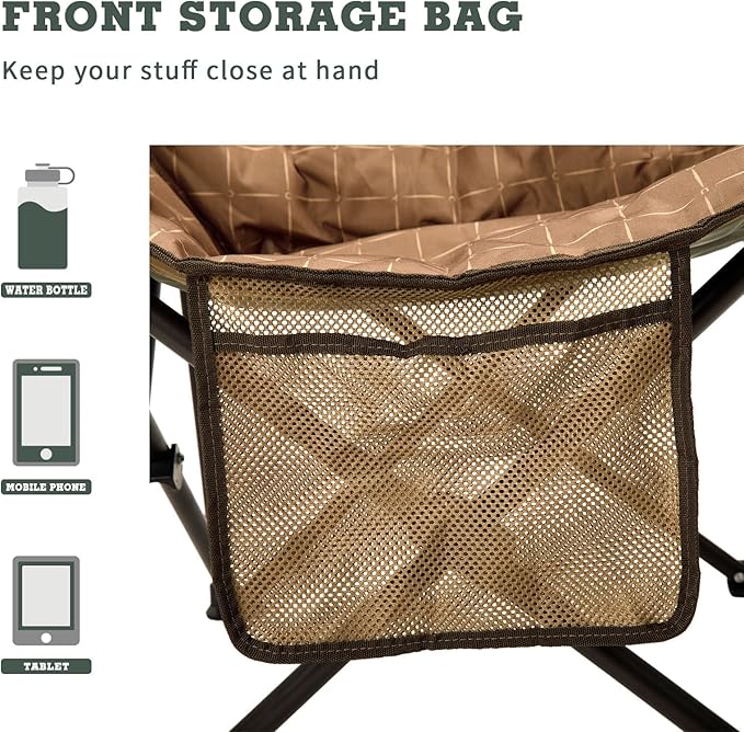 SUNNYFEEL Oversized Camping Chair Heavy Duty Folding Moon Chair Large Sofa Chair for Adults 500 LBS Portable Camp Lawn Chair with Storage Bag for Beach, Trip, Lawn, Outdoor Camp for Adults & Carry Bag
