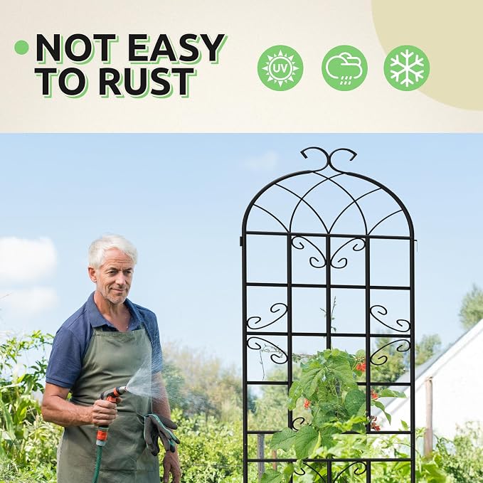 2 Pack 87x20in Garden Trellises, Butterfly Black Metal Coated Rustproof Trellis for Climbing Plants Outdoor, Roses, Vegetables, Vines, Cucumbers