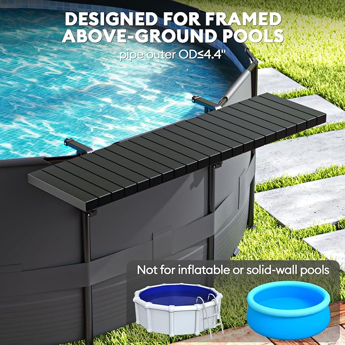 Pool Bar, Hyperzoo Swim-Up Above Ground Poolside Bar, Upgrade Your Pool Experience, Fits ≤4.4” Top Rail, 49"×9.6" Rust-Free ABS Table Holds 110 lbs, Poolside Table for Round Frame Swimming Pools