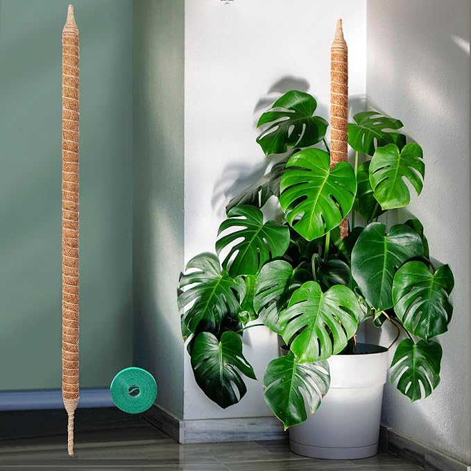 Bendable & Sturdy Moss Pole Monstera Plant Support, 48in Moss Sticks for Indoor Plants Climbing, Adjustable Coco Coir Pole for Pothos, Philodendron, Fishbone Cactus