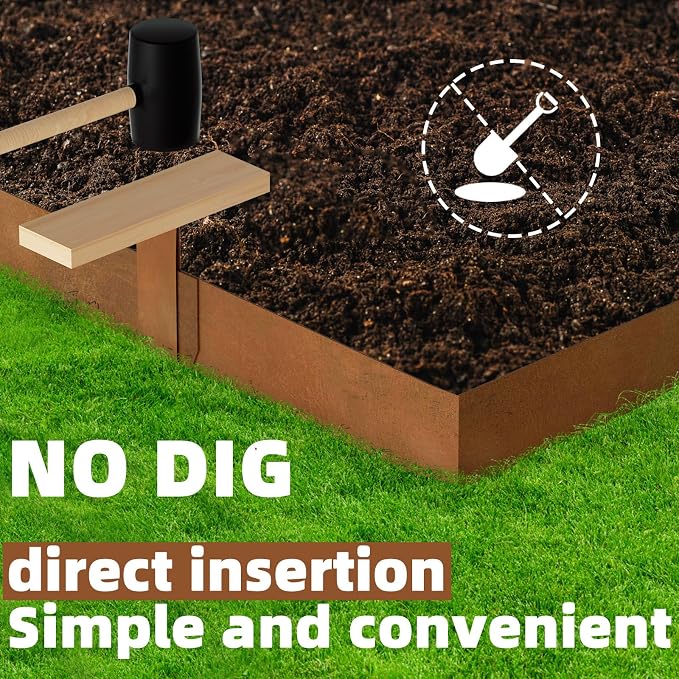 Weathering Steel Edging 6 Pack, 40" L x 6" H Depth Corten Steel Landscape Edging Kit Rust Patina Finish, 20ft Total Metal Edging for Landscaping, Metal Garden Border & Lawn Edging