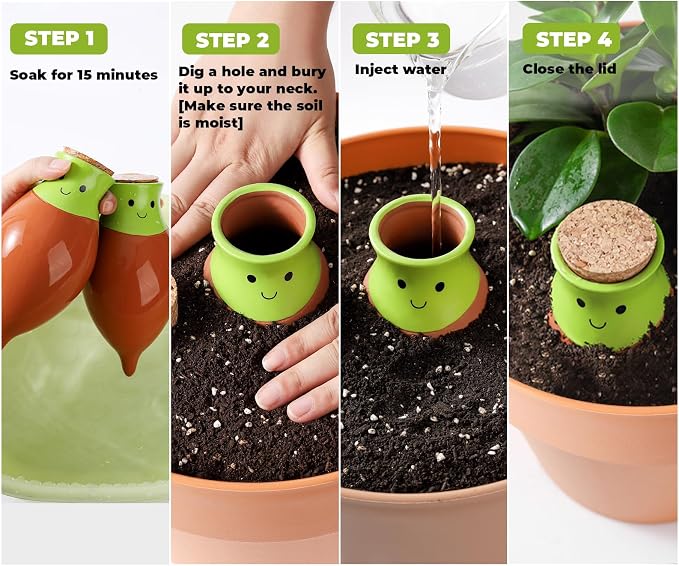 KGCCIZI Ollas Plant Watering Globes. 2 Pcs Self Watering Planter Insert. Terracotta Ollas Plant Watering Devices. Ollas Self Watering Globes. Large Olla Watering Pot. Plant Lover Gifts