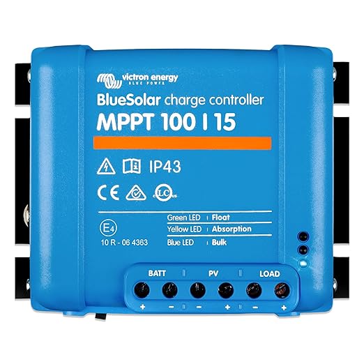 Victron Energy BlueSolar MPPT Solar Charge Controller - Charge Controllers for Solar Panels - 100V, 15 amp, 12/24-Volt