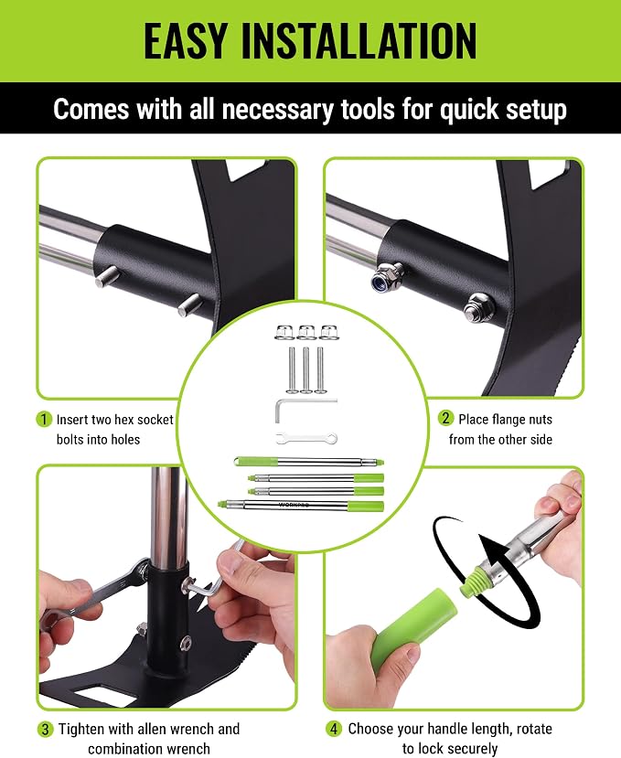 WORKPRO Weed Puller Tool with Long Handle – 2-in-1 Garden Hoe & Weed Rake, 29"-56" Adjustable Manual Weeding Tool, Uprooting Weed Remover Gardening Weeder Tools for Yard, Lawn, Patio and Garden