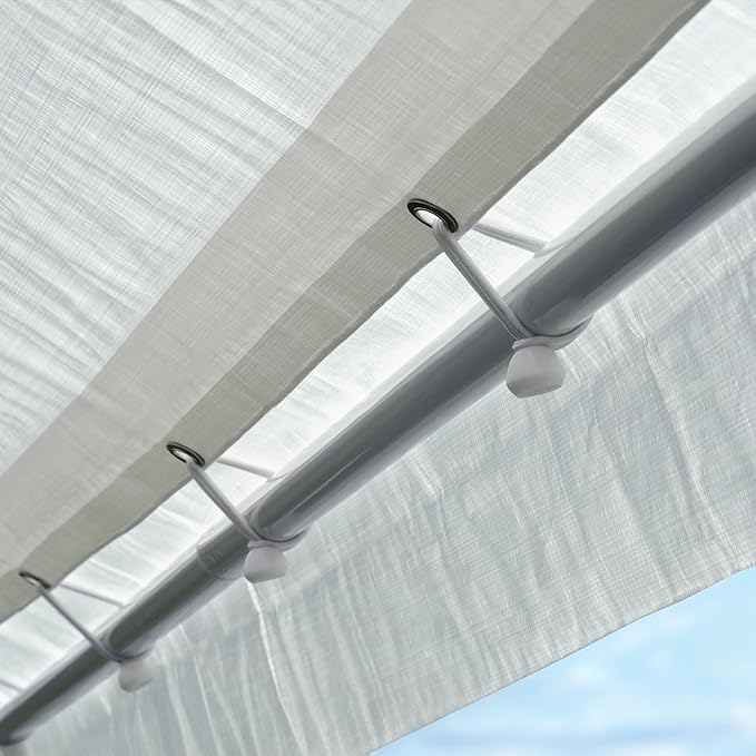 ShelterLogic 10' x 20' AG Replacement Canopy Cover for Outdoor Animal Shelter with 1-3/8" Max AP Frame, UPF 50+, 100% Waterproof Outdoor Storage Shed Cover, White