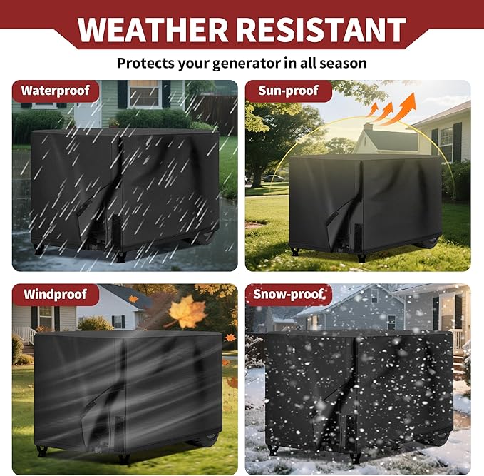 NEXCOVER Waterproof Universal Generator Cover - Weather/UV Resistant Cover 38 x 28 x 30 inch, for Most Portable Generators 5500-15,000 Watt, Black