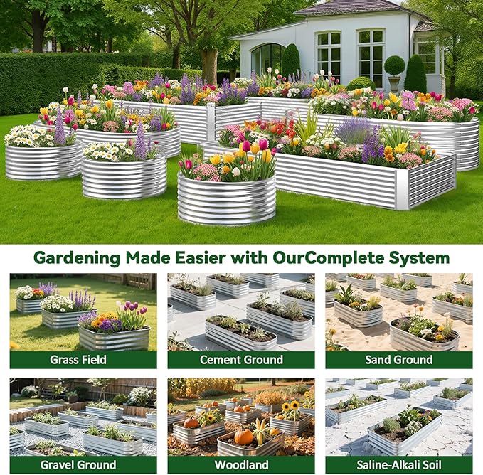 4 Pack 6x3FT Raised Beds for Gardening, Corrugated Galvanized Steel Raised Garden Bed, Outdoor Metal Above Ground Garden Bed for Vegetables and Flowers(Rectangular)