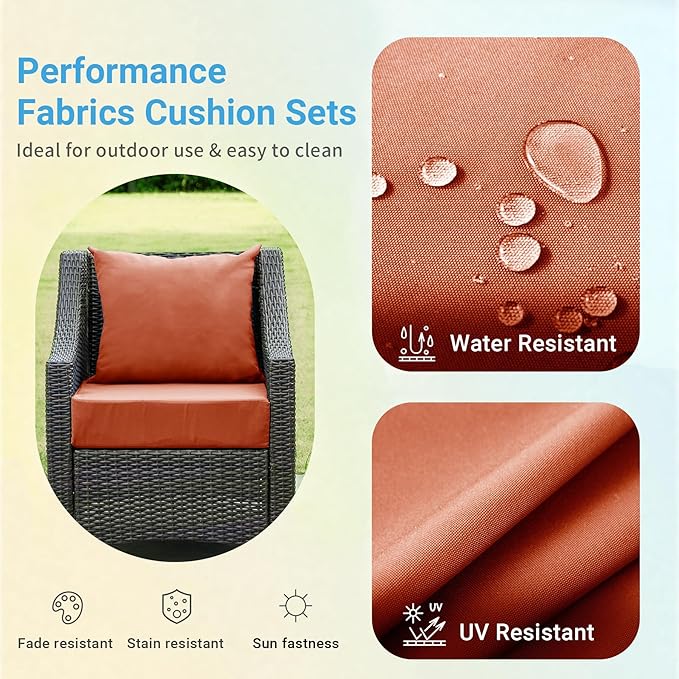 IPYNBAP Outdoor Cushions for Patio Furniture,Outdoor Seat Cushion Set 24 x 24 x 4 Inch,Waterproof & Fade Resistant Outdoor Chair Cushions,Deep Patio Chair Cushion with Removable Cover,Spice
