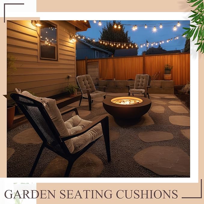Juexica 4 Set Outdoor Patio Chair Cushions Corduroy Seat High Back Tufted Pillow Replacement Rocking Chair Cushions Patio Chair Pads for Autumn Winter Seasonal Indoor Home Office (Khaki)
