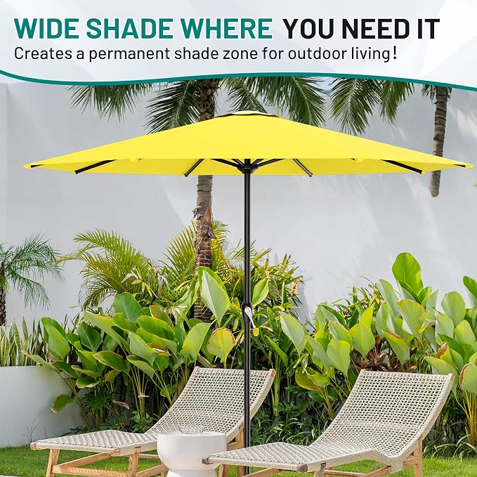 AreShark 12 FT Patio Umbrella for Outdoor, Outdoor Table Umbrella with Push Button Tilt and Crank, Outdoor Patio Umbrellas with 8 Sturdy Ribs, Patio Umbrellas for Market, Garden, Pool (Yellow)