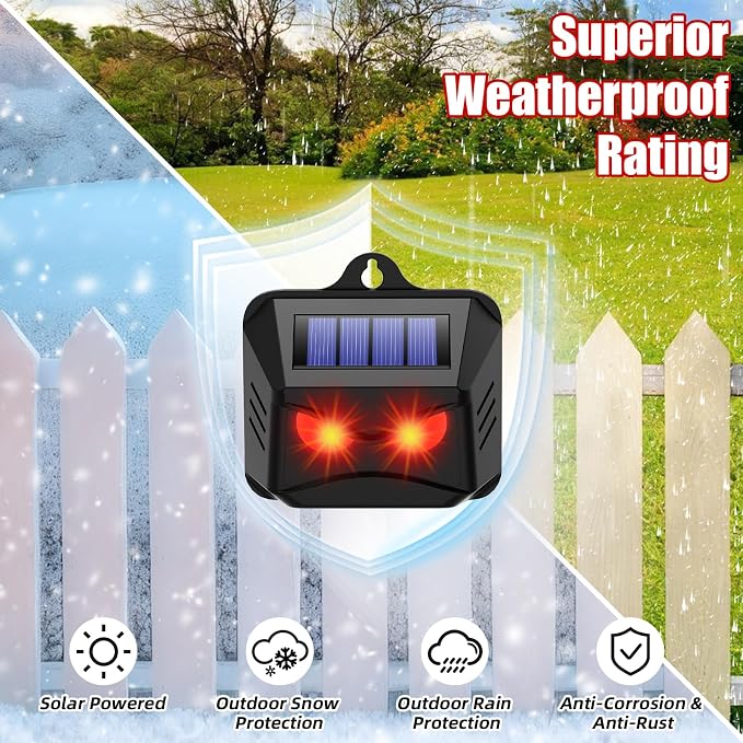 Solar Nocturnal Animal Repeller Outdoor with Red Predator Eyes,8 Pack Auto Activate Night Animal Deterrent Lights for Deer, Raccoons, Coyotes,Skunks,Foxes -Protection for Chicken Coop,Yard,Farm