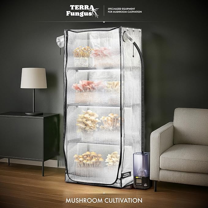 Mushroom Grow Tent with Light and Timer, 65" x 27.5" x 20" & 6500k LED, Indoor Greenhouse with Grow Light, Martha Tent for Mushroom, mini Greenhouse, 4" Vents to Insert Accessories, fits monotub