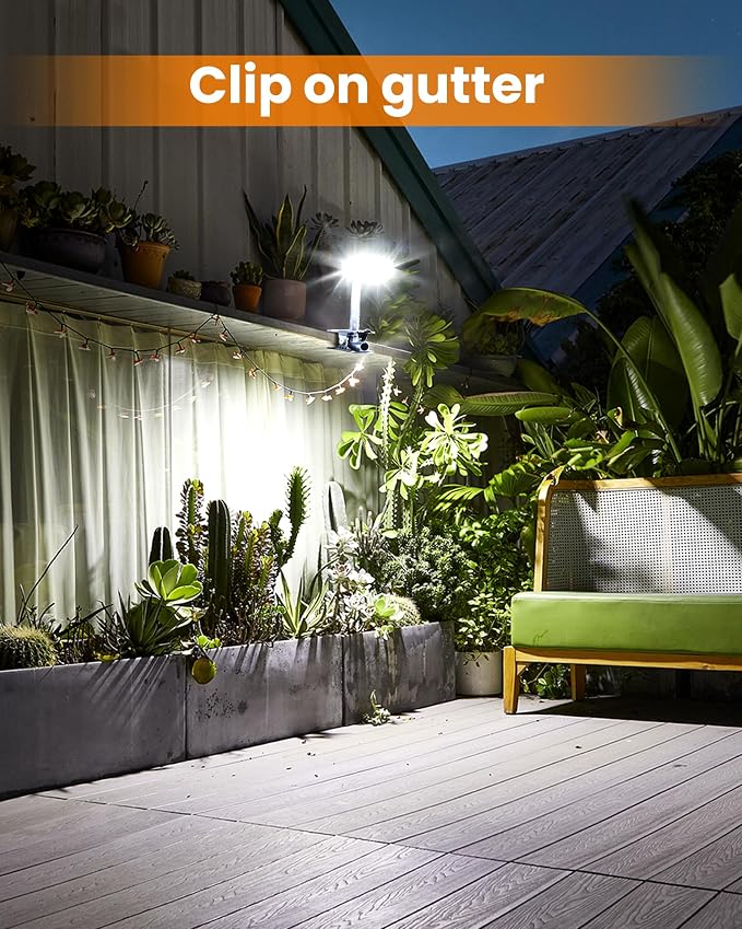 Clip On Solar Lights Outdoor, Motion Sensor Outdoor Lights, 92 LEDs 600LM Solar Fence Lights Outdoor Waterproof,Security Lights for Fence, Deck, Gutter (4, Clamp/Black/6000K)