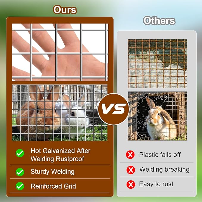 Hardware Cloth 1 inch 48 x 100 ft Mesh 17 Gauge Vinyl Hot Dipped Galvanized After Welding Fence Wire Rodent Mesh Preventing Hare, Raccoons, Foxes, Groundhog Poultry Netting