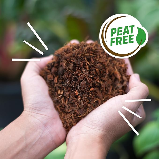 Back to the Roots 100% Organic Mulch, 58 Quart, Expanding Coconut Husk Block for Gardening