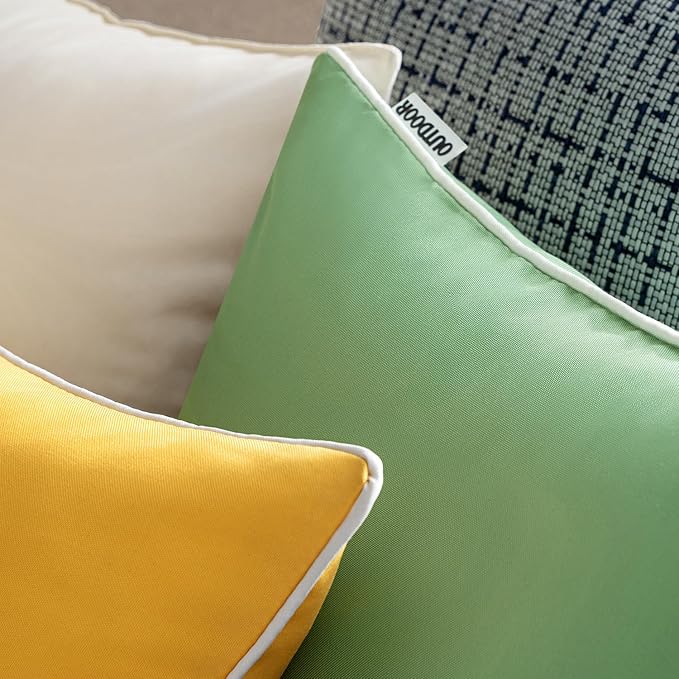 MIULEE Pack of 2 Outdoor Waterproof Pillow Covers Decorative Farmhouse Spring Throw Pillow Covers Square Solid Color Couch Pillow Covers for Patio Tent Bed Sofa Living Room 24x24 Inch Yellow