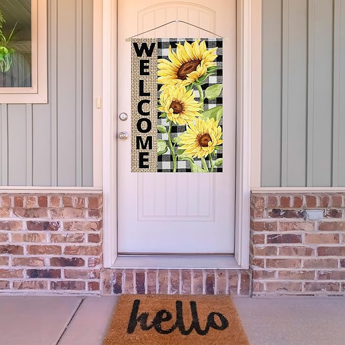 Summer Sunflower Garden Flag 28x40 inch Double Sided Welcome Large House Flag, Outdoor Yard Flag for Porch Farmhouse Summer Decor