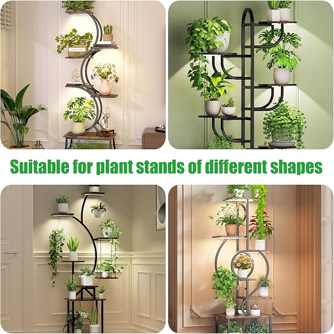 10.2'' 3 Head Grow Light Strips, LED Grow Lamps for Indoor Plants, Full Spectrum 3000K, Plant Light with 3/9/12H Timer, 10 Dimmable Levels for Seedling Succulent, Match for Plant Shelf