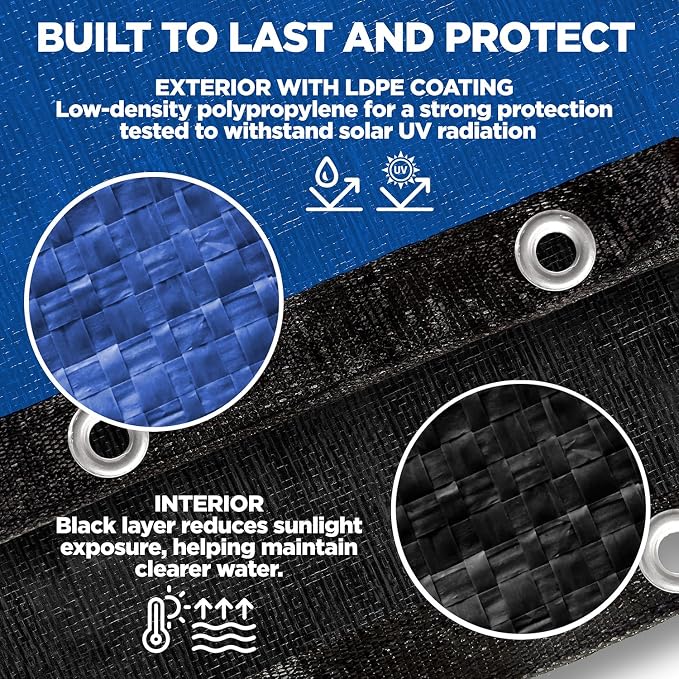 21 Ft Round Premium Heavy-Duty Winter Pool Cover - Royal Blue, Extra Thick and Durable, Tear-Proof, UV-Resistant, Reinforced Edges, Easy Install, All-Season Protection for Above Ground Pools