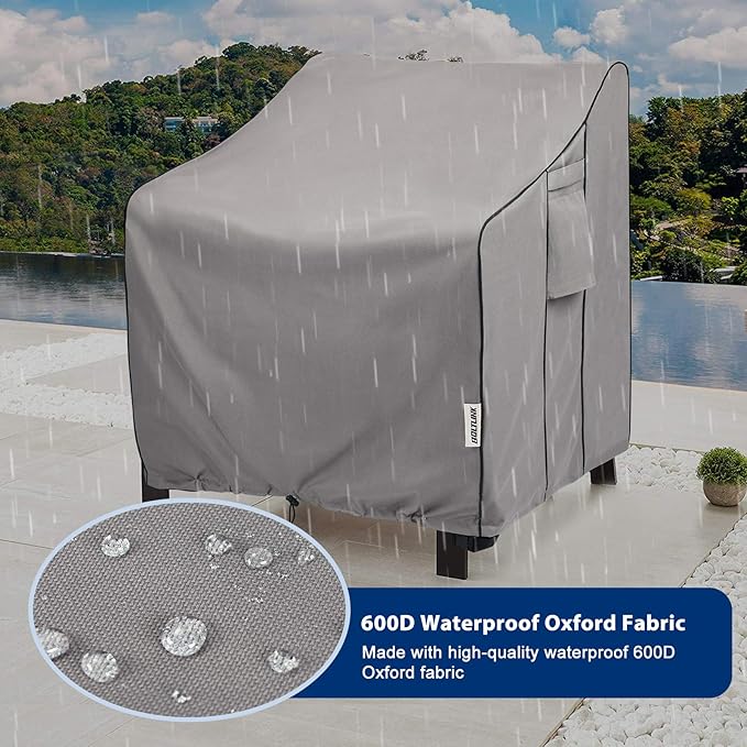 Patio Chair Covers Waterproof, Heavy Duty Outdoor Furniture Covers Fits up to 34W x 34D x 32H inches -2 Pack