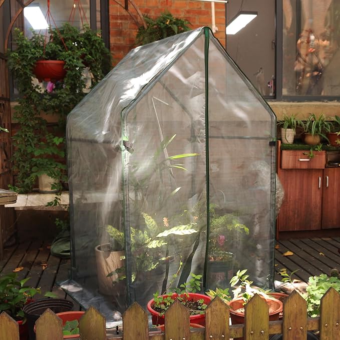 Gardzen Mini Greenhouse with Zipped Mesh Cover, Steel Frame Portable Outdoor Greenhouse, Enhanced Ventilation, Ideal for Spring, Summer & Fall 36.2"(L) x36.2(W) x59.5(H)