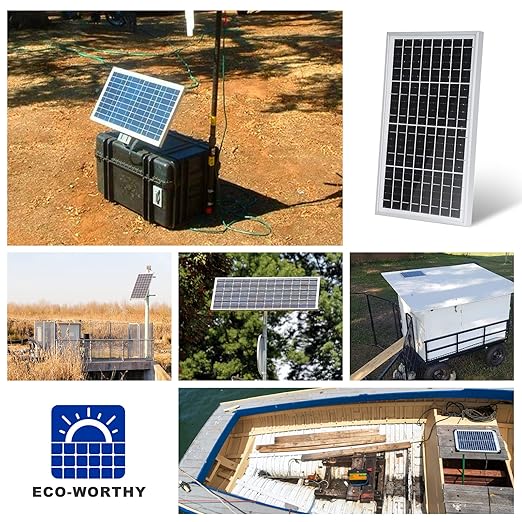 ECO-WORTHY 10W Solar Panel Battery Charger Portable for Charging 12V Battery or Vehicle Gate Opener,Electrical Fence Chicken Coop Lawn Tractor Boat (Pack of 4)