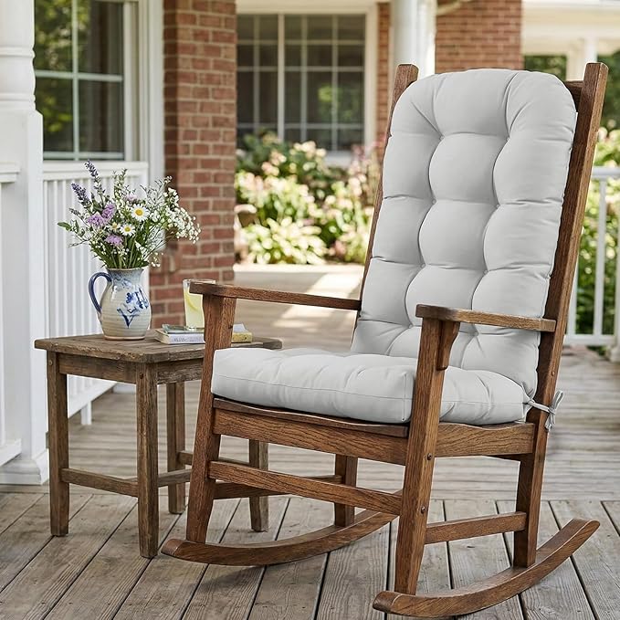 COOS BAY High Back Adirondack Chair Cushions for Outdoor Furniture, 49x20x5 in Water-Resistant Thick Tufted Patio Chair Cushions with Secure Straps, Set of 1, Light Gray