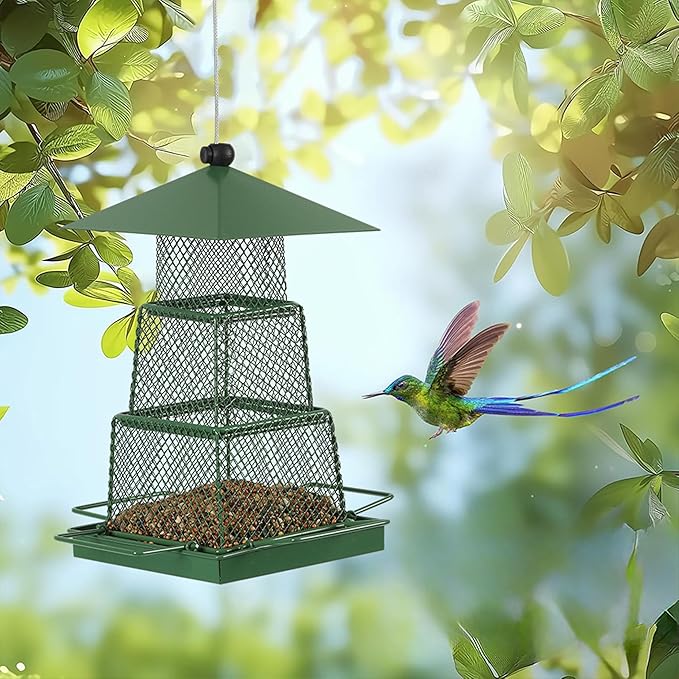Wild Bird Feeders for Outside Hanging,Retractable Large Bird Feeders with 4 lbs Capacity for Finch Cardinal Blue Jay,Squirrel Proof Bird Feeder for Garden Yard
