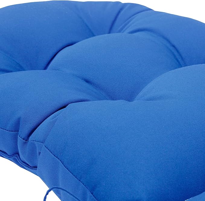 QILLOWAY Outdoor High Back Chair Cushion for Adirondack, All Weather Rocking Chair Cushions Thick Padded Replacement for Patio Furniture Set of 2,Marine Blue