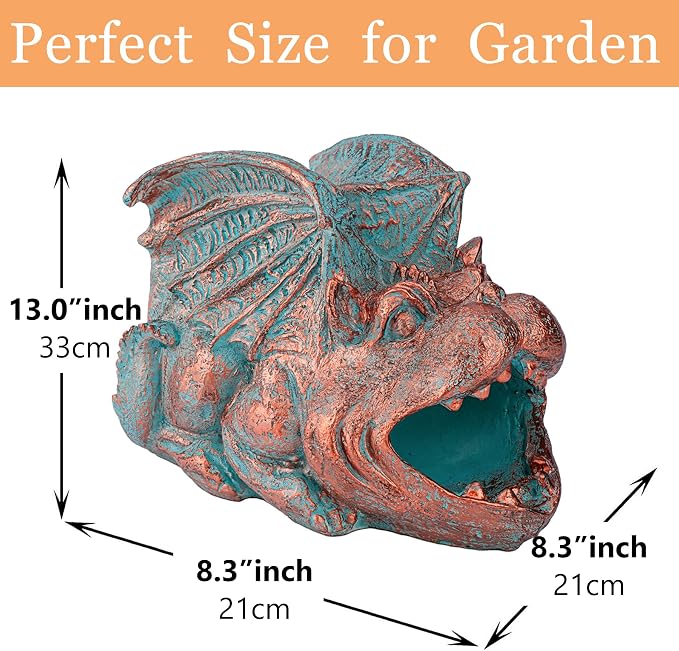 Teaeeno Gargoyle Gutter Downspout Extension, Gothic Statue Gutter Downspouts Extension, Funny Animal Garden Splash Block Outdoor Sculpture, 3"×4" Rain Gutter Downspout Splash Block(Blue)