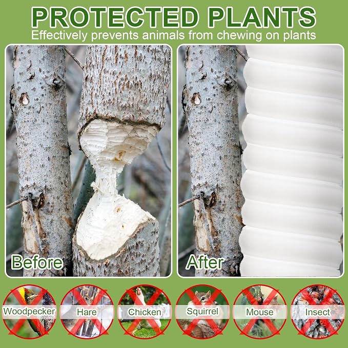 20 Pcs Tree Trunk Protector-2 Size Plastic Spiral Tree Guard Tree Trunk Protector Wrap Tree Bark Protector Tube Tree Wraps to Protect Bark Tree Saplings from Rodents Rabbit Mowers (White)
