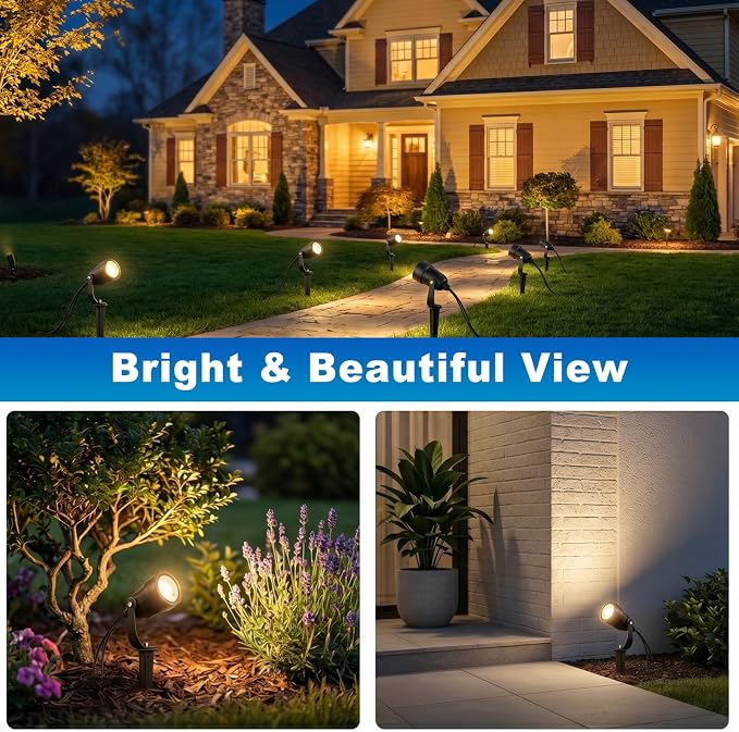 SMY Lighting All-in-One Low Voltage Landscape Lighting Kit, 8 Pack 5W Die-cast Aluminum Landscape Lights with Transformer and Connectors, IP65 Waterproof Outdoor Spot Lights for Pathway Yard Garden