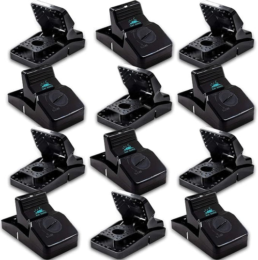 Kat Sense Rat Traps for House (12 Pack) Humane Rodent Trap for Instant Kill Results, Easy to Use Mouse Traps, Effective Anti-Rodent Solution, Reusable, Indoor ‘N Outdoor