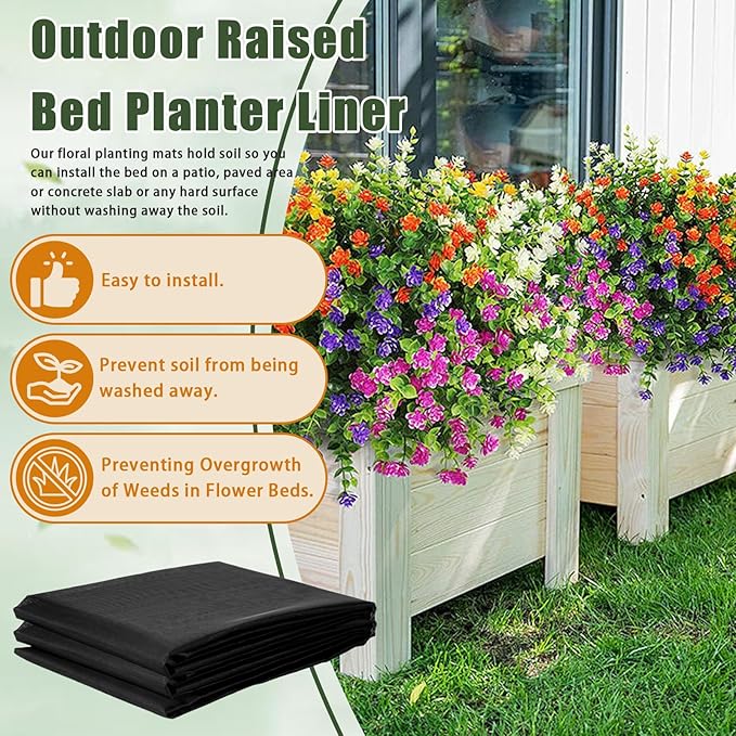 63 * 114 inch Raised Garden Bed Liner, Non Woven Fabric Liner for Large Veg Trough, Keeps Soil Contained and Water Drained