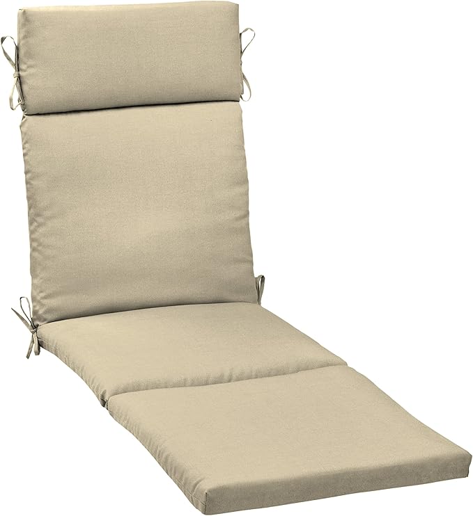 Arden Outdoor Chaise Cushion, 21 in x 72 in, Weather-Proof, Rain-Proof, Fade Resistant Patio Cushion for Chaise Lounger Tan Leala